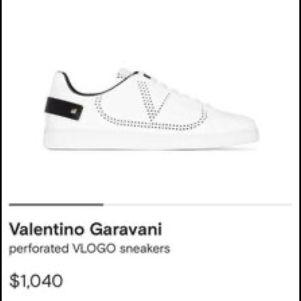 Valentino Backnet V Logo Rockstud Leather Calfskin  Sneakers. Size 6.5/7